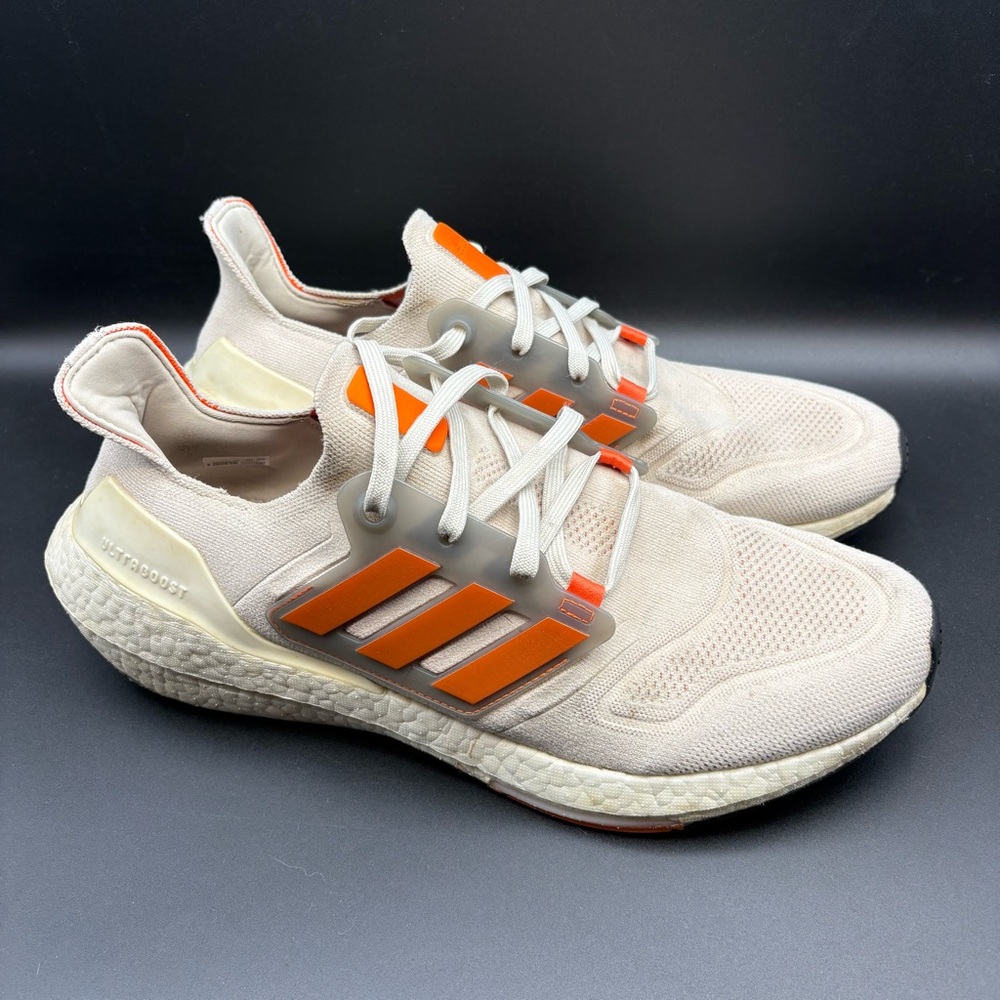 Adidas Ultraboost Running Shoes, White/Orange, US Men’s Size 12 (NO INSOLESS)